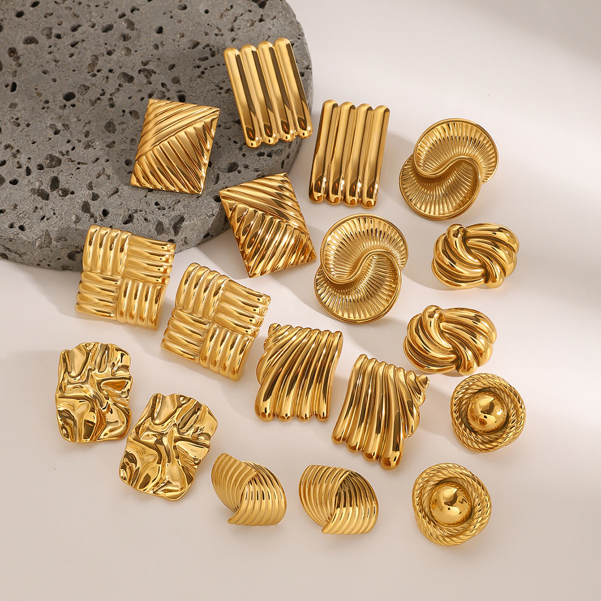 Stainless Steel Geometric Stud Earrings High-End Niche Ins Earrings Titanium Steel Ear Jewelry