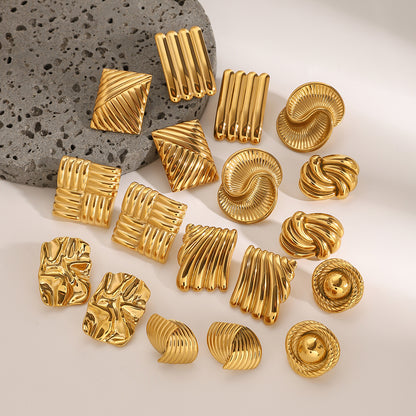 Stainless Steel Geometric Stud Earrings High-End Niche Ins Earrings Titanium Steel Ear Jewelry