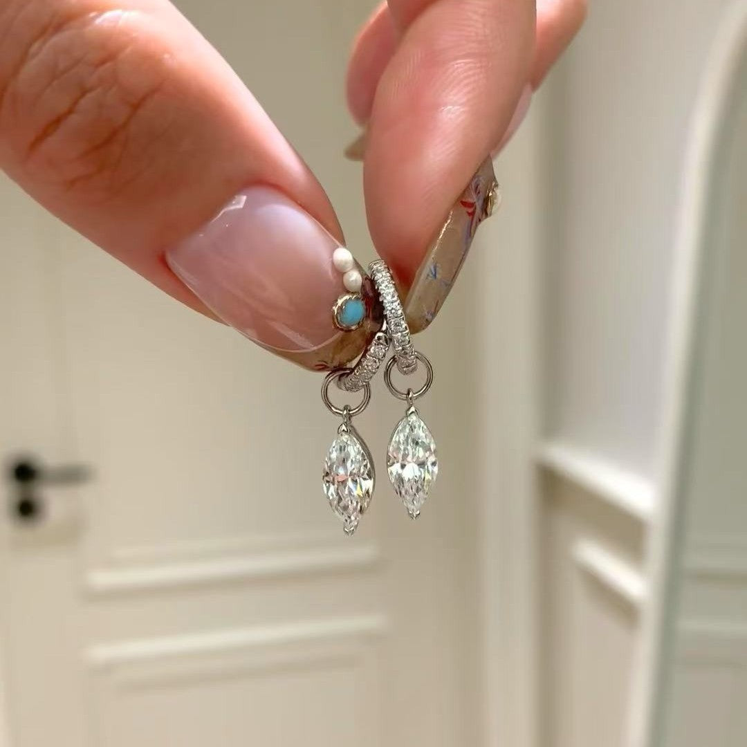 Pure Silver S925 Mermaid Tears Drop Niche Design Full Diamond Exquisite Light Luxury Hoop Earrings Ear Jewelry