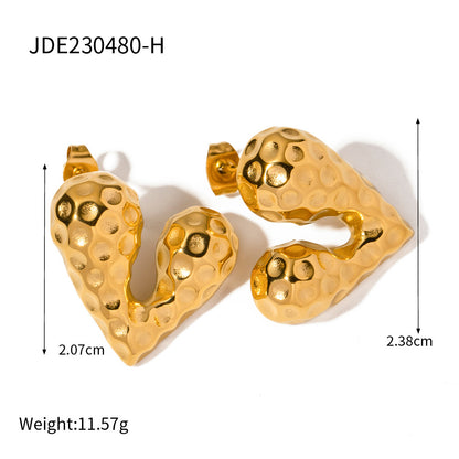 Heart-shaped Earrings Luxury High-end Feel 18K Gold Stainless Steel Necklace Accessories Women's Jewelry