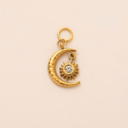 DIY Stainless Steel Mini Elephant Lotus Heart Single Pendant Necklace Furnace Vacuum Electroplating 18K Gold Color Retention