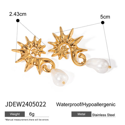 Stainless Steel Sunflower Earrings Niche Design Sense Ear Jewelry Non-Fading Titanium Steel Stud Earrings Accessories
