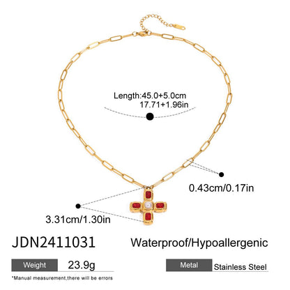 Stainless Steel Cross Necklace Titanium Steel Non-Fading Jewelry Light Luxury High-End Clavicle Chain