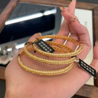 Italian Brushed Light Luxury Gold Wheat Ear Woven Bracelet with Zircon Inlay Brushed Craftsmanship Exquisite Design High-end