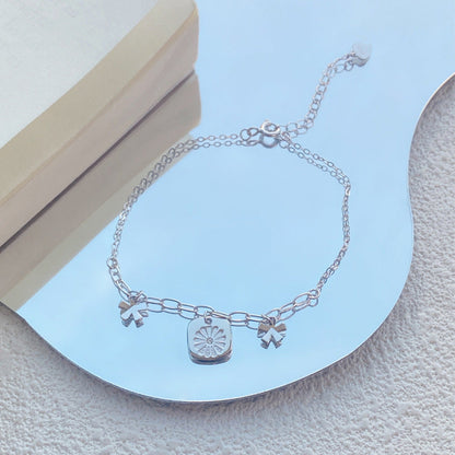 S925Sterling Silver Daisy Bracelet for Women, Exquisite Fashionable Elegant Flower Bracelet, Versatile Niche Design Sweet Jewelry