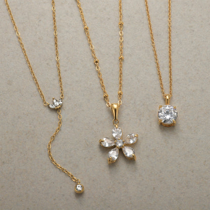 Flower Titanium Steel Zircon Necklace Light Luxury High-end Clavicle Chain Non-fading Jewelry Stainless Steel Accessories