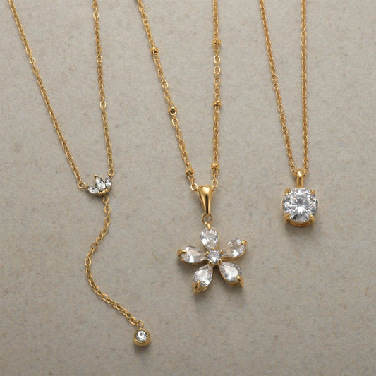 Flower Titanium Steel Zircon Necklace Light Luxury High-end Clavicle Chain Non-fading Jewelry Stainless Steel Accessories