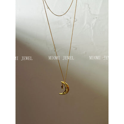 925 Sterling Silver Moon Necklace Collarbone Chain for Women with Unique Design and High-end Feel
