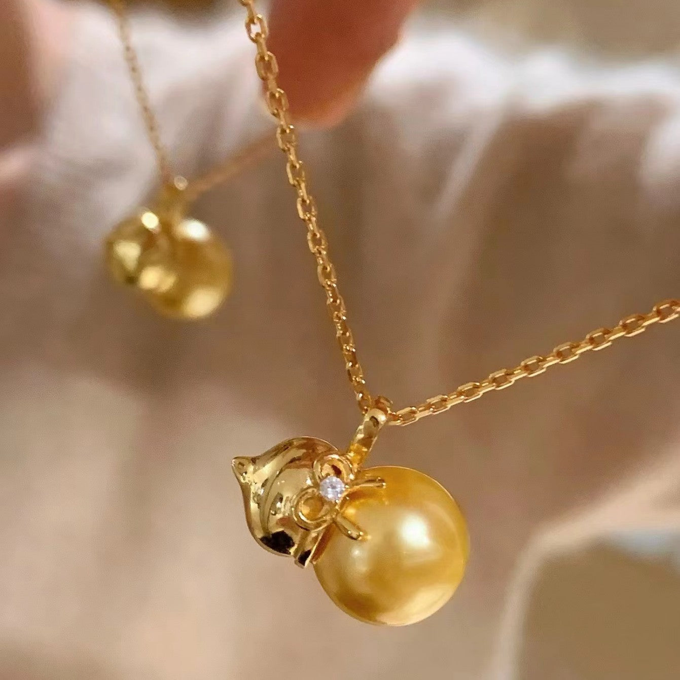 Pure Silver S925 Pearl Gourd Pearl Necklace Light Luxury Style High-end Jewelry Feel