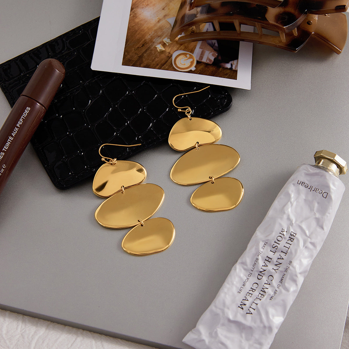 Titanium Steel Irregular Pendant Earrings Light Luxury High-end Necklace Non-fading Ear Accessories Stainless Steel Jewelry