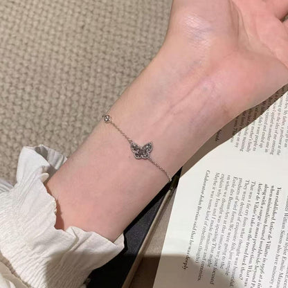 Pure Silver S925 CNC Craft Ice Butterfly Bracelet Light Luxury High-end Bracelet Elegant Socialite Style Versatile Temperament