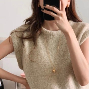 Korean Version Soul Outfit 925 Sterling Silver Niche Simple Round Ball Necklace for Women Ins Fashionable Ball Pendant Sweater Chain