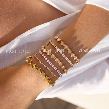 Quiet Design Classic Style 18K Gold Stainless Steel Smooth Pentagram Bracelet Stainless Steel Trendy Bracelet Jewelry