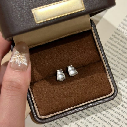 Pure Silver S925 Natural Water Foam Jade Gourd Earrings Light Luxury High-end Simple Versatile Earrings