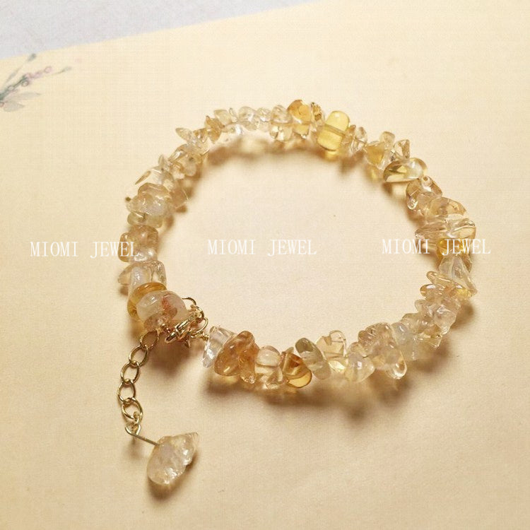 Meisa Crystal Yellow Crystal Crushed Stone Bracelet 14K Gold Plated Accessories Long-lasting Color Retention