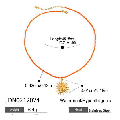 Stainless Steel Vacation Style Beaded Necklace Titanium Steel Jewelry for Women High-End Non-Fading Collarbone Chain