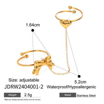 Stainless Steel Finger Bracelet Light Luxury High-end Ring Female Niche Design Rings Titanium Steel Jewelry