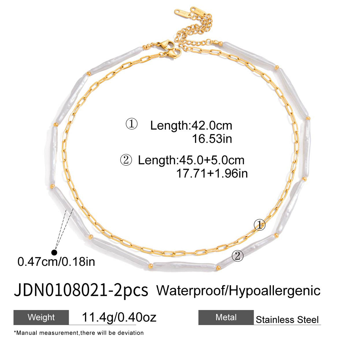 Titanium Steel Imitation Pearl Double Layer Necklace Accessories Women's High-end Clavicle Chain Stainless Steel Jewelry Does Not Fade