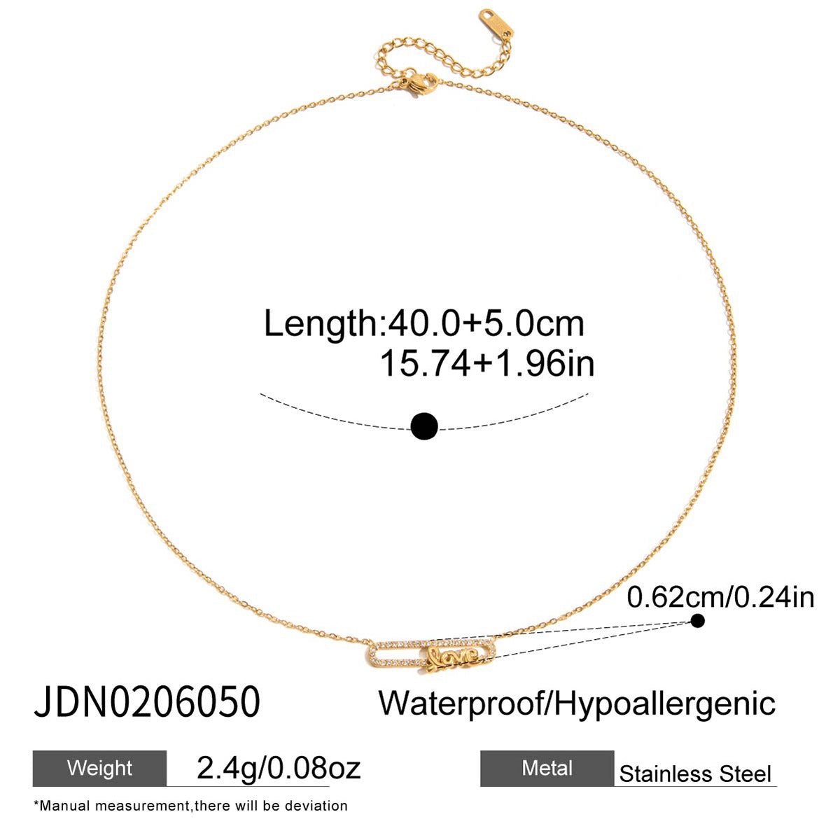 White Diamond Paperclip Titanium Steel Necklace Light Luxury High-end Clavicle Chain Non-fading Stainless Steel Jewelry