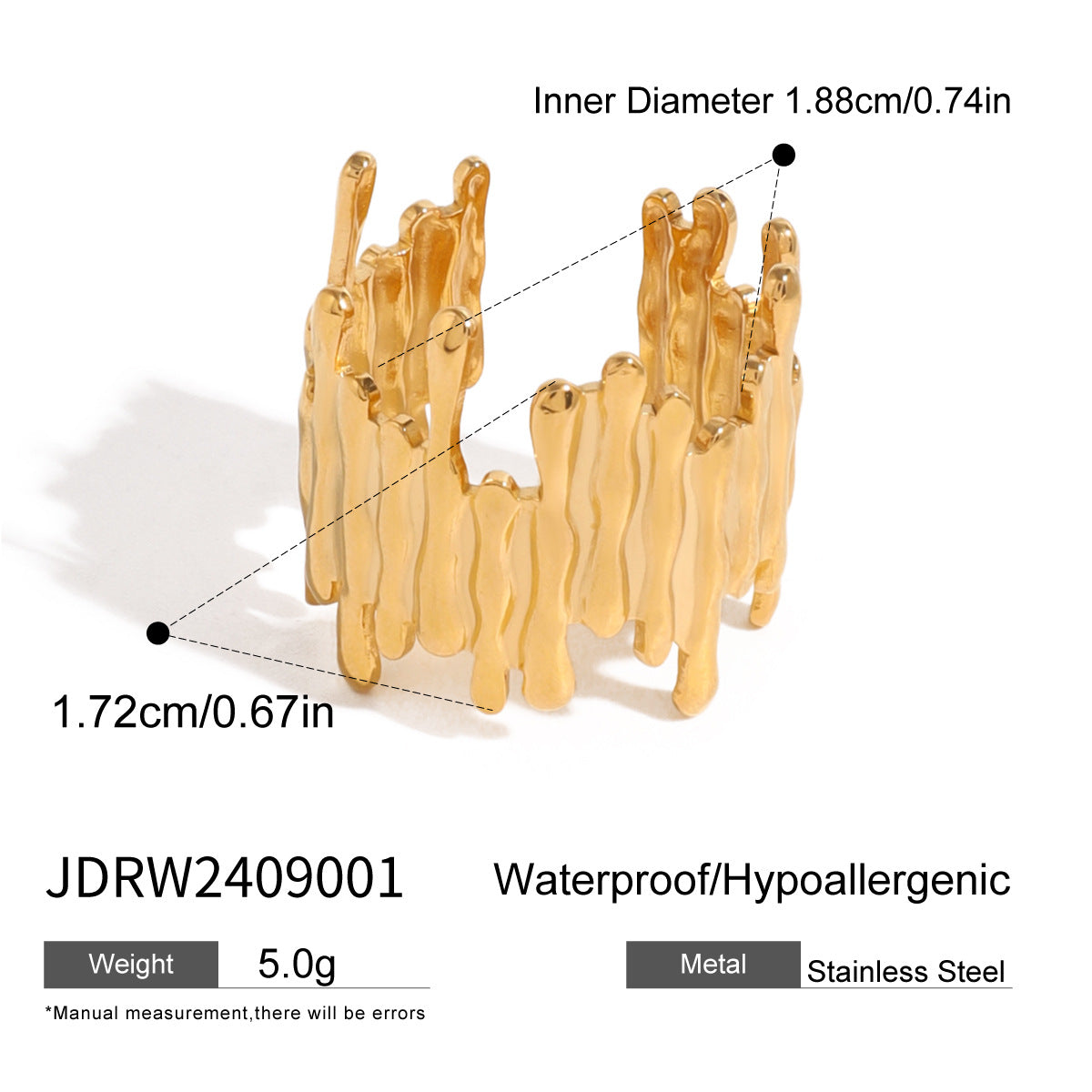 Stainless Steel Gold Pearl Ring Exaggerated High-end Feel Ring Titanium Steel Hand Jewelry Accessories