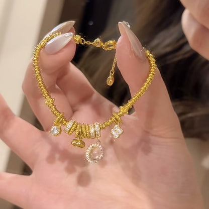 S925 Sterling Silver Dragon Heart Style Water Foam Jade Coiled Bracelet Vintage Fashion Niche Design Versatile High-end Feel Bracelet