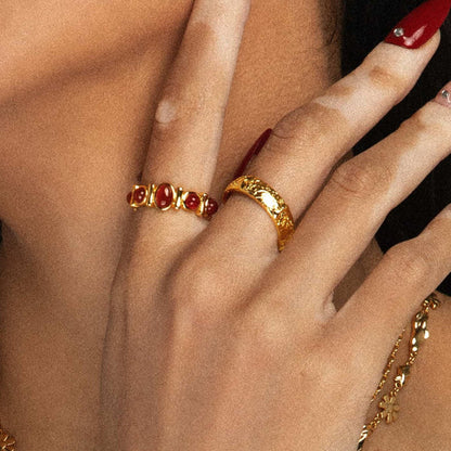 Tiger Eye Stone Titanium Steel Ring Non-Fading Stainless Steel Agate Jewelry for Women High-End Rings