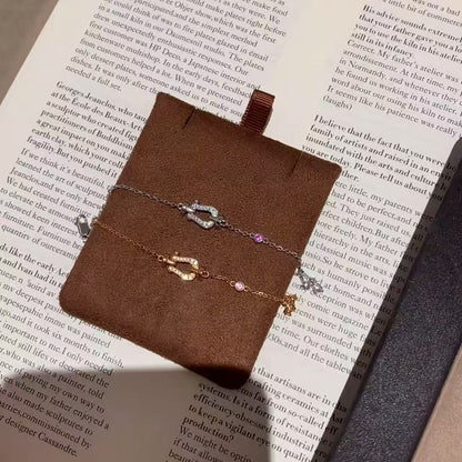 S925 Sterling Silver High Carbon Diamond Light Luxury Style Horseshoe Buckle Bracelet Elegant Simple High-end Versatile Style Niche Design