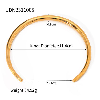 New Fashion Simple Oval Bead Bracelet Jewelry INS Style 14K Gold Stainless Steel Necklace Women's Choker