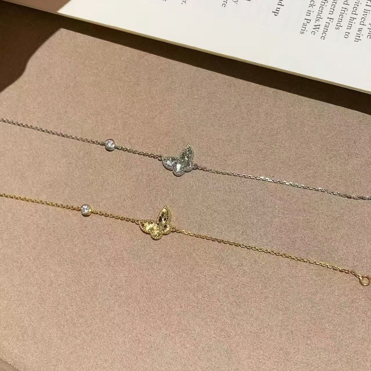 Pure Silver S925 CNC Craft Ice Butterfly Bracelet Light Luxury High-end Bracelet Elegant Socialite Style Versatile Temperament