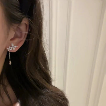 Pure Silver S925 Light Luxury High-End Jewelry Butterfly Cluster High Carbon Diamond Sparkling Earrings Butterfly Necklace Collarbone