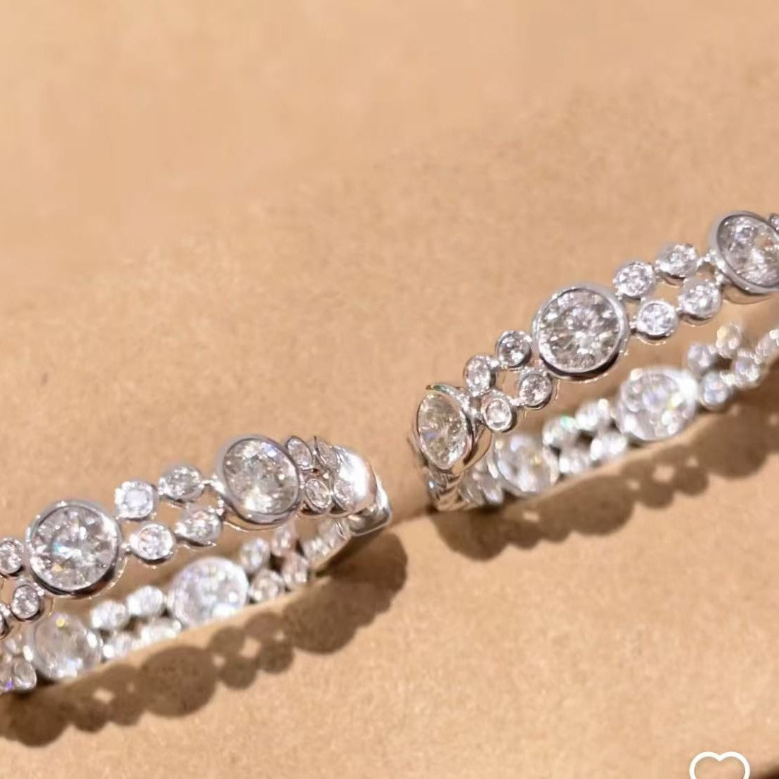 Pure Silver S925 Bubble Diamond Large Hoop Earrings Trendy Light Luxury Single Item Fashionable Personality Earrings Niche Ins Style Versatile