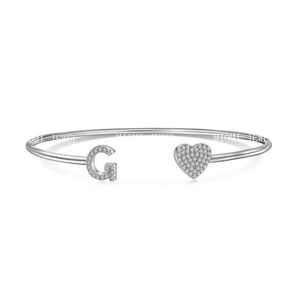 S925 Sterling Silver English Letter Bracelet for Women with Micro Pave Zirconia, Light Luxury Personality Style Bracelet