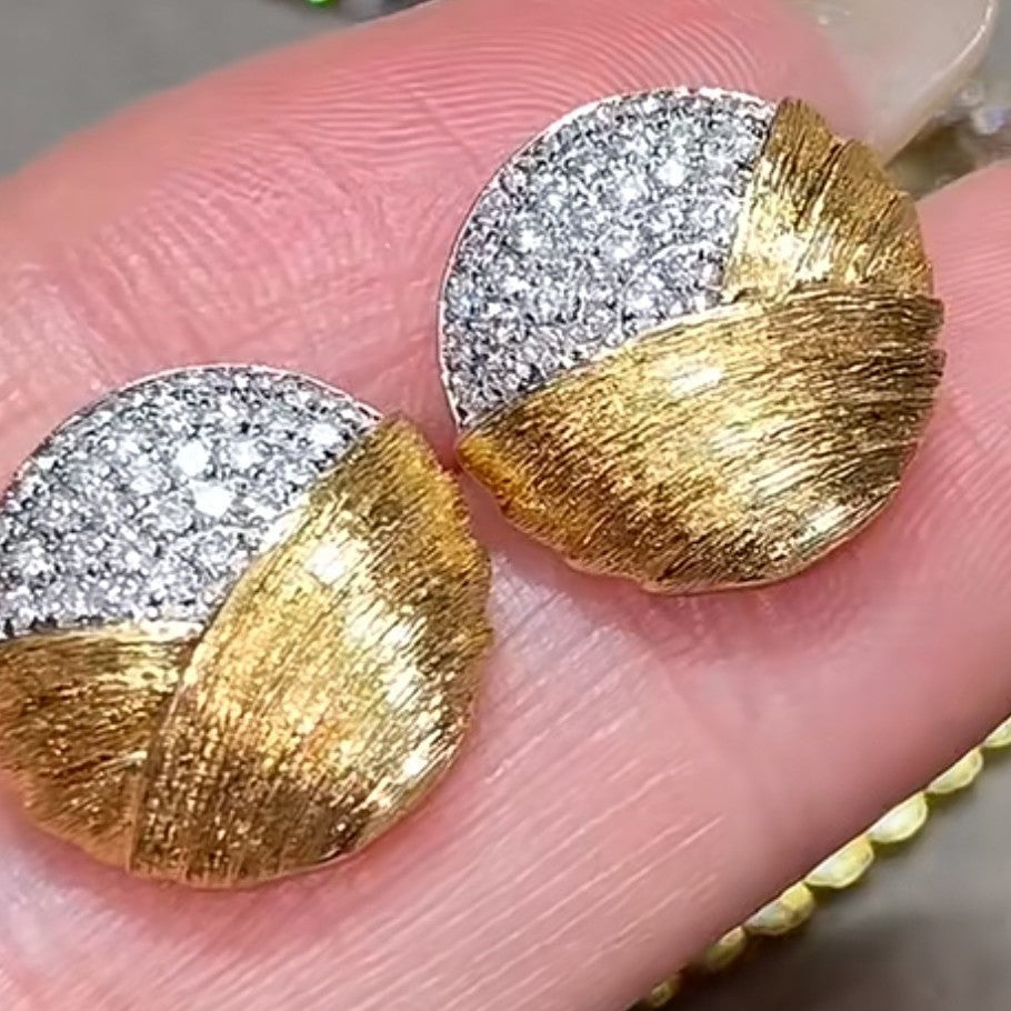 Italian Brushed Craft Earrings Light Luxury High-end Jewelry S925 Sterling Silver Forged Surface Micro Inlaid Diamond Earrings for Women New Style