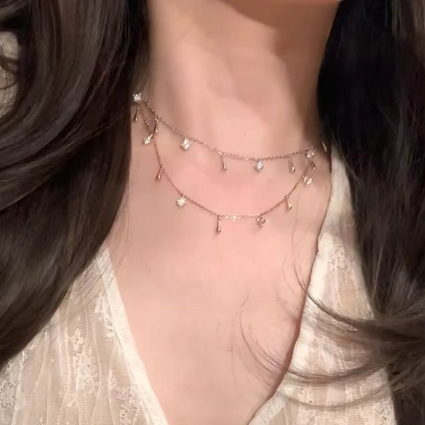 S925 Sterling Silver 18K Gold Plated Rupert's Tears Moissanite Necklace for Women High Quality Versatile Elegant Brightening Fashion