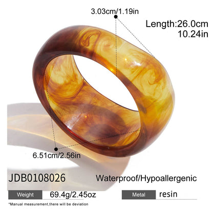 Melard Wide Resin Bracelet Titanium Steel Gold Bracelet Non-Fading Jewelry Stainless Steel Accessories for Women