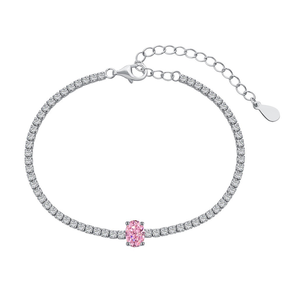 S925 Sterling Silver Bracelet for Women with Heart Zircon Inlay, Exquisite Tennis Bracelet for Women, Business Jewelry