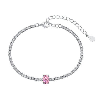 S925 Sterling Silver Bracelet for Women with Heart Zircon Inlay, Exquisite Tennis Bracelet for Women, Business Jewelry