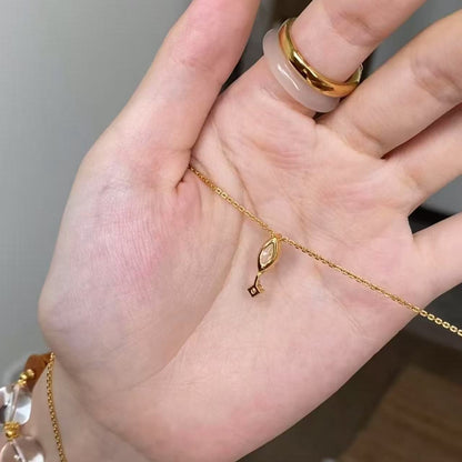 Simple Elegant Sparkling Horse Eye Water Drop Necklace for Women Exquisite Fashion Collarbone Chain