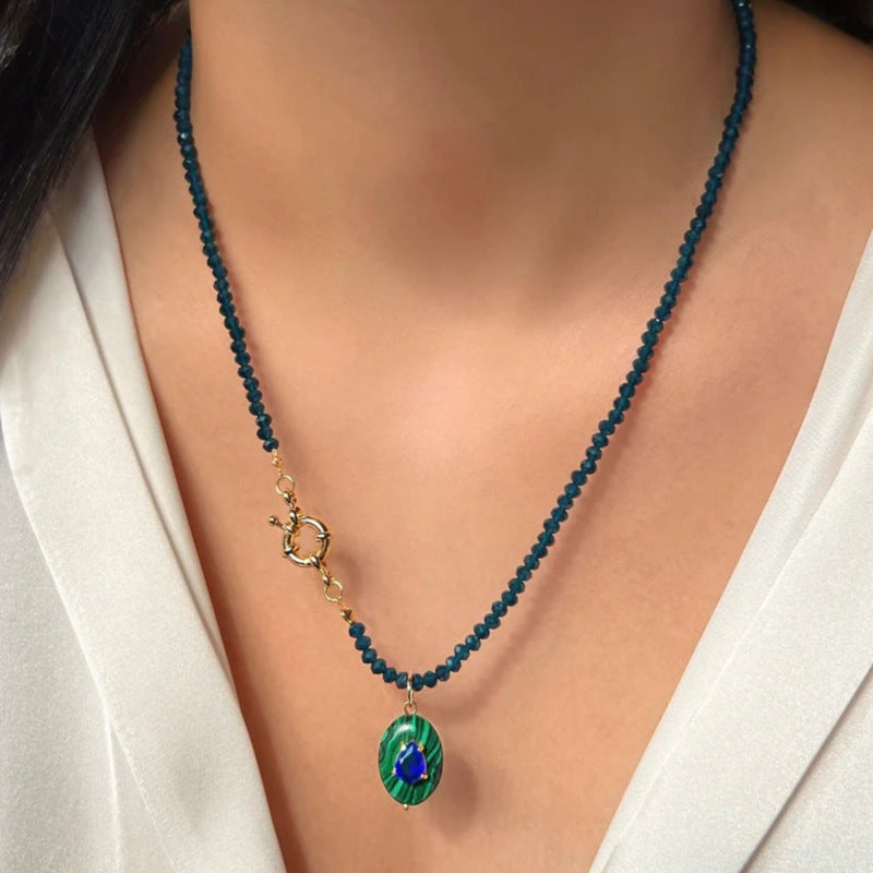 Stainless Steel Style Natural Stone Niche High-End Necklace Versatile Style Elegant Collarbone Chain