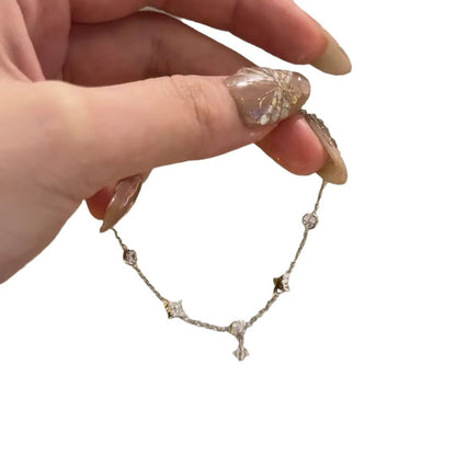 Sterling Silver S925 High Carbon Diamond Four-Leaf Clover Bracelet Light Luxury High-End Exquisite Niche Design Jewelry