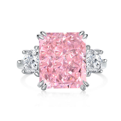 925 Sterling Silver Women's INS Heart Pink Ring Pink Diamond Sugar Cube Super Sparkling High Carbon Diamond Ring Wedding Ring