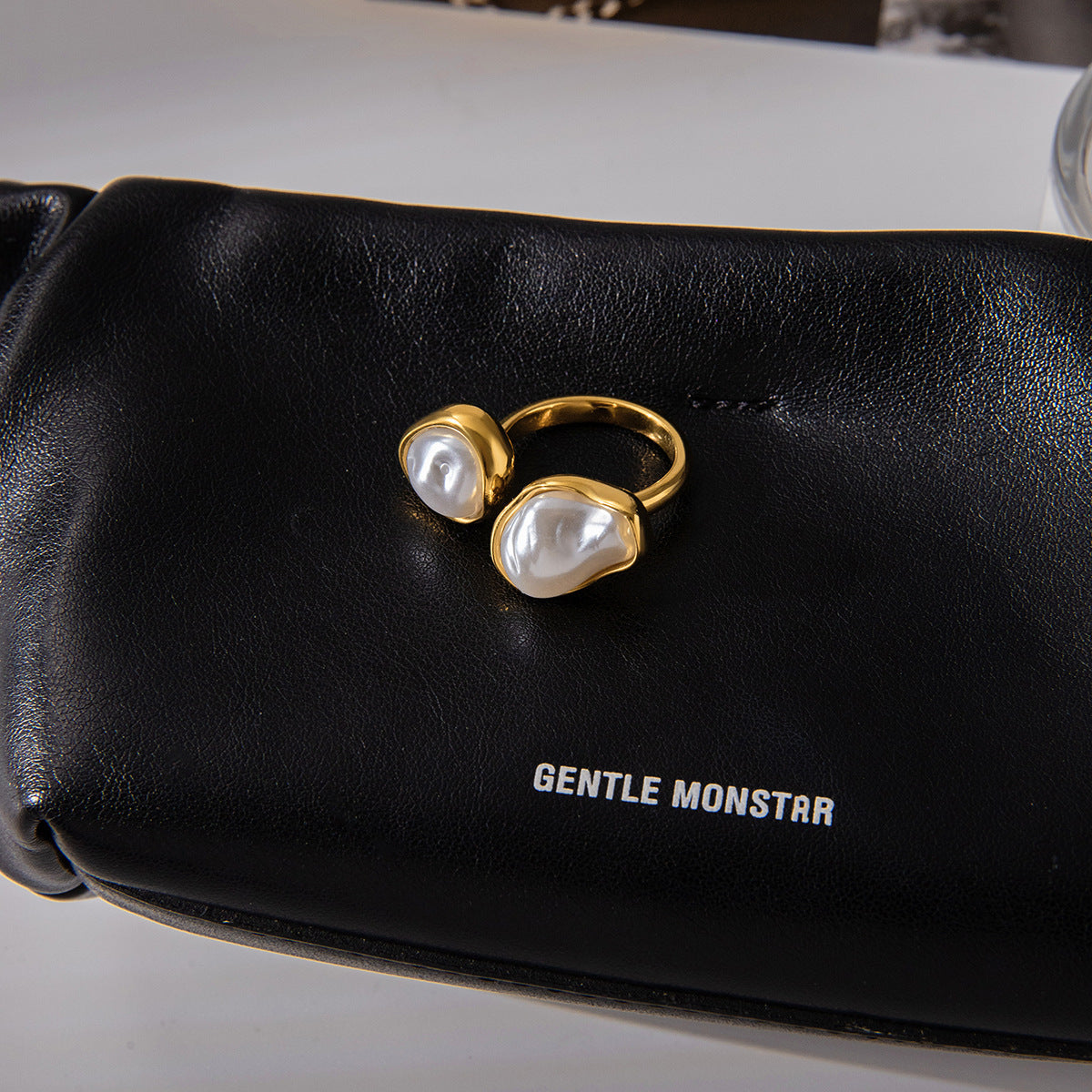 Imitation Baroque Pearl Ring Titanium Steel Non-Fading Hand Jewelry Light Luxury High-End Feel Stainless Steel Autumn Winter Accessories for Women