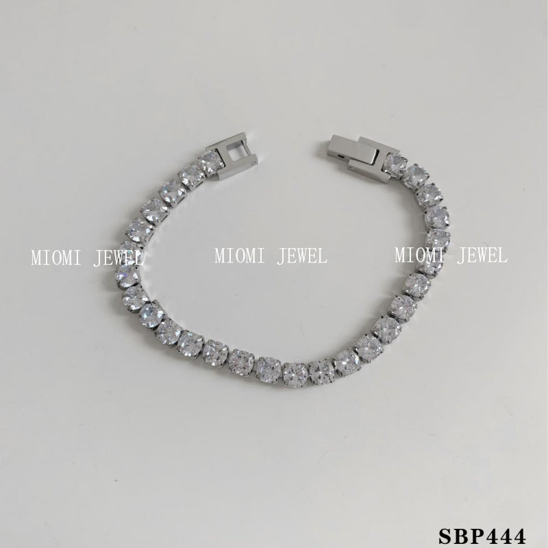 Stackable Bracelet Set Combination Stainless Steel Exquisite Diamond-Encrusted Wide Strap Mesh Chain Heart Bracelet Versatile Set