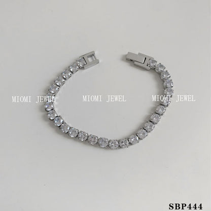 Stackable Bracelet Set Combination Stainless Steel Exquisite Diamond-Encrusted Wide Strap Mesh Chain Heart Bracelet Versatile Set