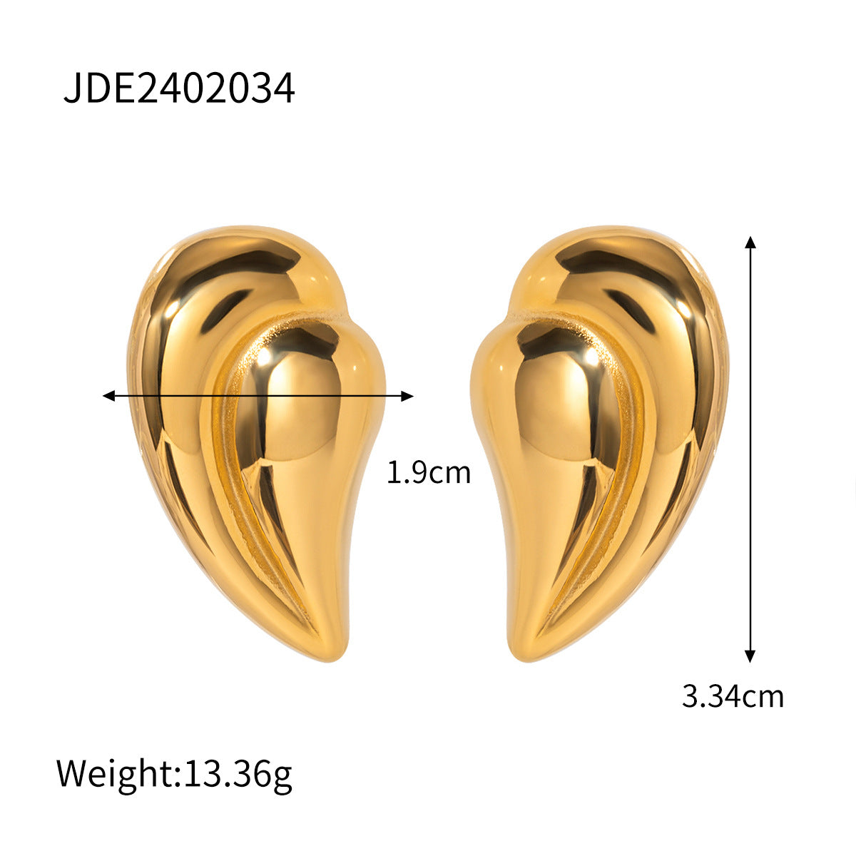 Heart-shaped Earrings Luxury High-end Feel 18K Gold Stainless Steel Necklace Accessories Women's Jewelry