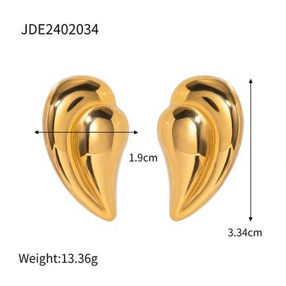 Heart-shaped Earrings Luxury High-end Feel 18K Gold Stainless Steel Necklace Accessories Women's Jewelry