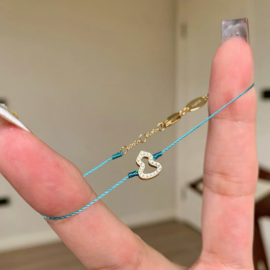 Pure Silver S925 Good Luck Gourd Full Diamond Hollow Woven Rope Bracelet Light Luxury Bracelet for Women Fashionable Versatile Simple