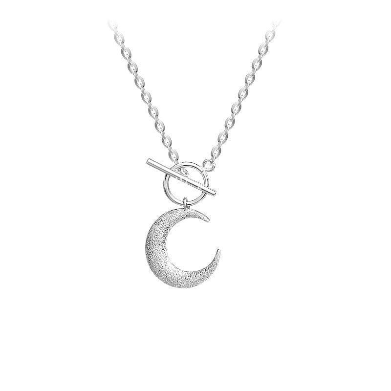 S925 Sterling Silver Flash Sand Moon OT Buckle Necklace for Women, Ins Style, Niche Light Luxury, Fairy-like, Super Sparkling, Radiant Choker