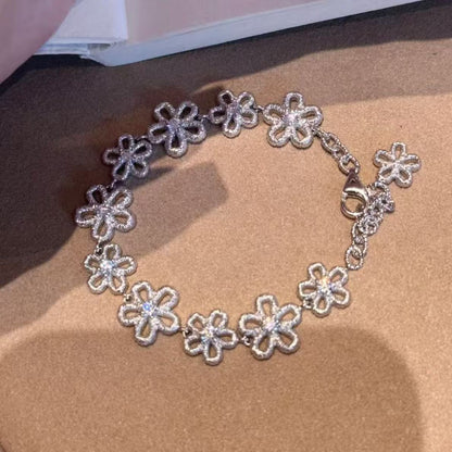 Sterling Silver S925 Lace Small Flower Bracelet Elegant Light Luxury Niche Gentle Temperament High-end Versatile Exquisite