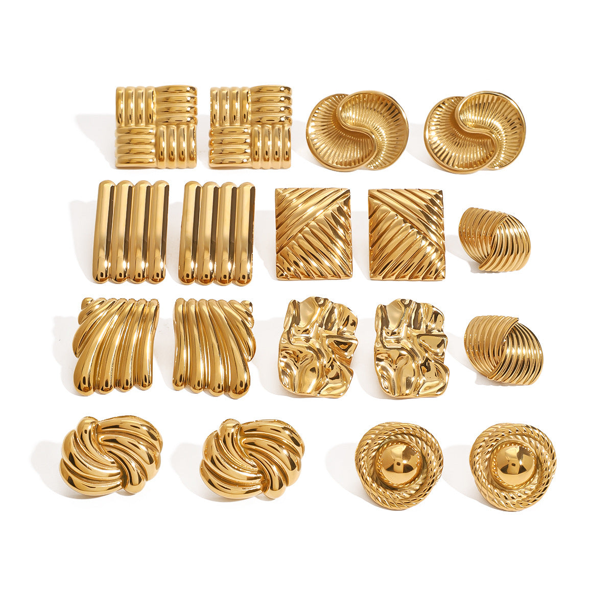 Stainless Steel Geometric Stud Earrings High-End Niche Ins Earrings Titanium Steel Ear Jewelry